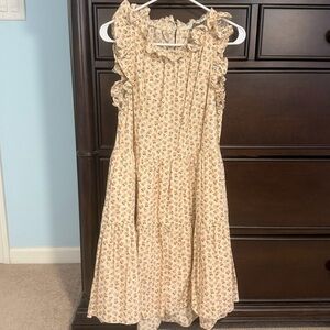 Moodie ruffle neck yellow floral swing dress size medium